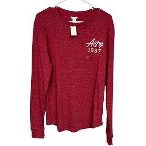 Aeropostale Long Sleeve Graphic Tee 1987 Flecked Thermal - Medium